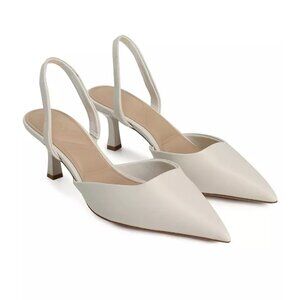 ALDO Gavedessi Slingback Pumps Pointed Toe Kitten Heel Ivory - Size 6.5